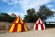 two historical medieval camp tent