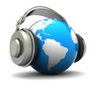 earth with headphones