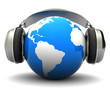 earth with headphones