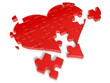 3d big red heart puzzle breaking on white background 3d big red heart puzzle breaking on white background