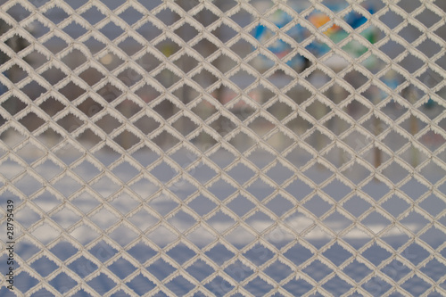 Photo: Hoarfrost on a metal grid Hoarfrost on a metal grid