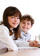 Girl and boy learning