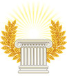 Antique Greek Column and gold Laurel