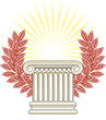 Antique Greek Column and bronze Laurel.