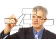 Man writing on a clear screen, add your own text or drawing