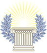 Antique Greek Column and silver Laurel.