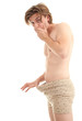 young man in panties  looking for something