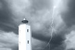 lighthouse under the stormy sky