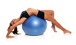 Woman Stretching On Fitness Ball Woman Stretching On Fitness Ball