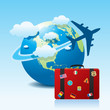 Airplane Travel with Suitcase