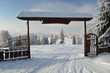 Beautiful nature park entrance in winter