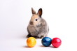 Osterhase mit bunten Eiern
