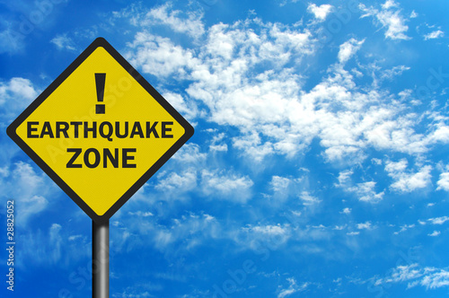 Photo: Photo realistic 'earthquake zone' sign, with space for text over Photo realistic 'earthquake zone' sign, with space for text over