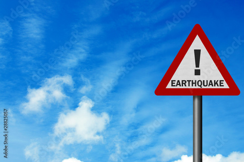 Photo: Photo realistic 'earthquake' sign, with space for text overlay Photo realistic 'earthquake' sign, with space for text overlay