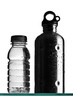 Photo: Plastic water bottle next to a metal water bottle Plastic water bottle next to a metal water bottle