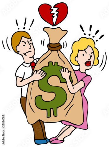 Vector: Couple Fighting Over Money Couple Fighting Over Money