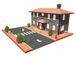 Casa Antica con Strada-Old House and Road-3D