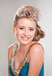 attractive young woman wearing luxury makeup and coiffure