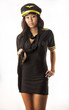 Air steward woman isolated against white background