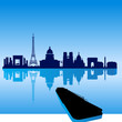 vector Paris silhouette skyline with Bateau Mouche