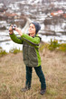 Little boy taking pictures outdoor Little boy taking pictures outdoor
