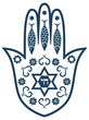 Jewish sacred amulet - hamsa or Miriam hand, vector illustration