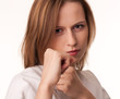 Young girl in fighting pose