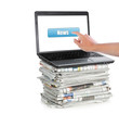 gesture of hand touching screen. news gesture of hand touching screen. news