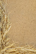 Detail of dry grass hay and OSB, oriented strand board  - frame
