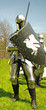 The medieval knight in a battle pose