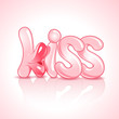 Vector Illustration of the word kiss with lush lips