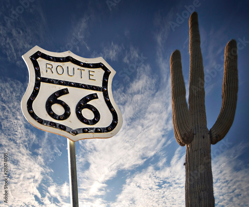 Photo: Route 66 with Saguaro Cactus Route 66 with Saguaro Cactus