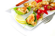 chicken chunks on basil