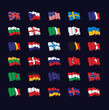 large set of flags