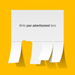 Blank advertisement with cut slips Blank advertisement with cut slips