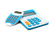 blue color calculator on white background . blue color calculator on white background .