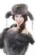 Beautiful woman in a fur coat