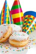bismarck doughnuts and confetti