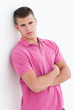 sexy male model with pink t-shirt sexy male model with pink t-shirt