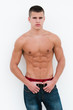 sexy male model topless on a seamless white background sexy male model topless on a seamless white background