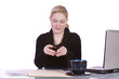Businesswoman at His Desk Working