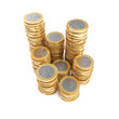 Stacks of one Euro coins