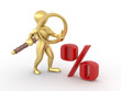 Men with loupe and percent