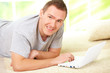 Man relaxing with laptop