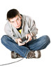 Young man with a joystick