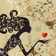 girl and a bird with a valentine