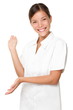 Beautician / massage therapist showing on white