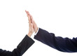 Photo: Business Man Woman Hand High Five Isolated Isolated Background Business Man Woman Hand High Five Isolated Isolated Background