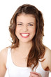 Portrait of angry young teen woman