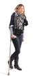 Smiling woman on crutches